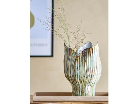 Mahira Vase, Grün, Steingut | Artikelnummer: 4004-5302-3712