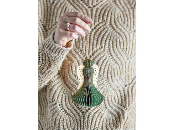Papier Engel Ingi Ornament, grün H:13 cm | Artikelnummer: 8884-1573-0016