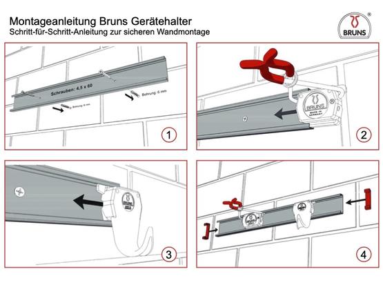 BRUNS Führungsschiene – 0,75 m für Gerätehalter & Gerätehaken | Artikelnummer: 4020658000302