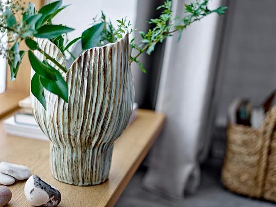 Mahira Vase, Grün, Steingut | Artikelnummer: 4004-5302-3712