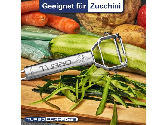 Turboschäler Combi Plus Universalschäler inkl. Hobelbrett  | Schneidet Vor- und Rückwärts - für Links- & Rechtshänder - 4in1 Funktion | Artikelnummer: 4027045101581