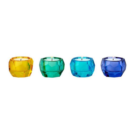 GIFTCOMPANY Deko Teelichthalter Glas geschliffene Kanten - dunkelblau