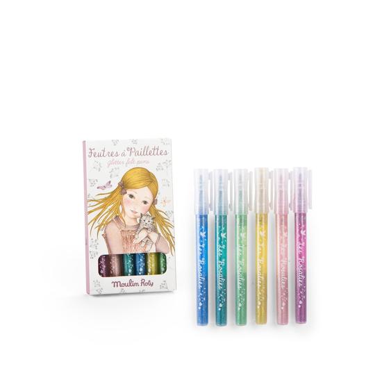 Moulin Roty Rosalies 6 Glitzerfilzstifte