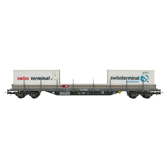 Rivarossi HR6527 Flachwagen beladen mit 2 x Container " Swissterminal " SBB Ep. V Spur H0 