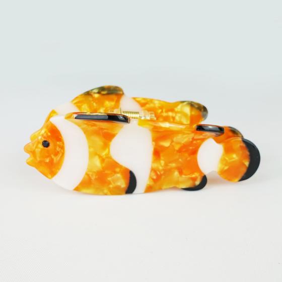 goldmarie Haarklammer CLOWNFISCH - orange-weiß-schwarz - 10cm