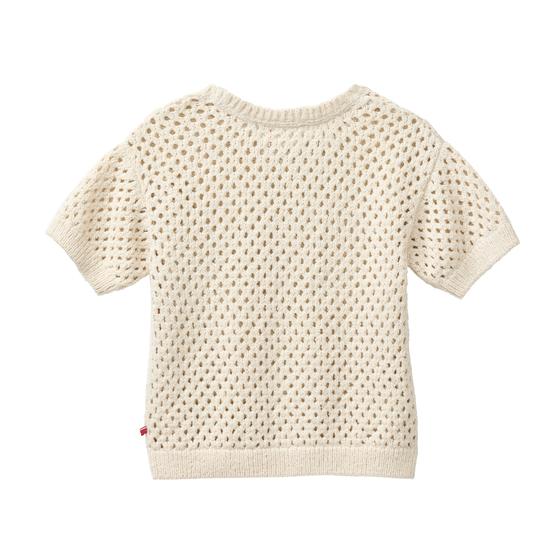 People wear Organic Strick Kurzarmpullover Natur