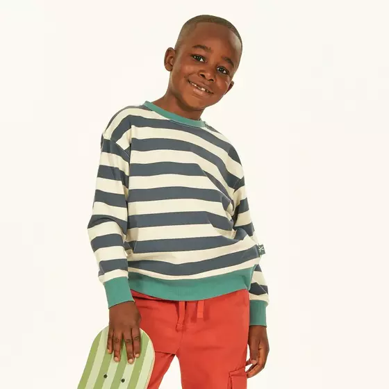 Sense Organics Sweatshirt Dari Deep Petrol Stripes