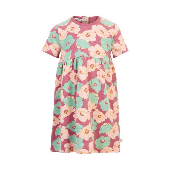 Kleid mit großen Blumen, rosé, Baumwolle