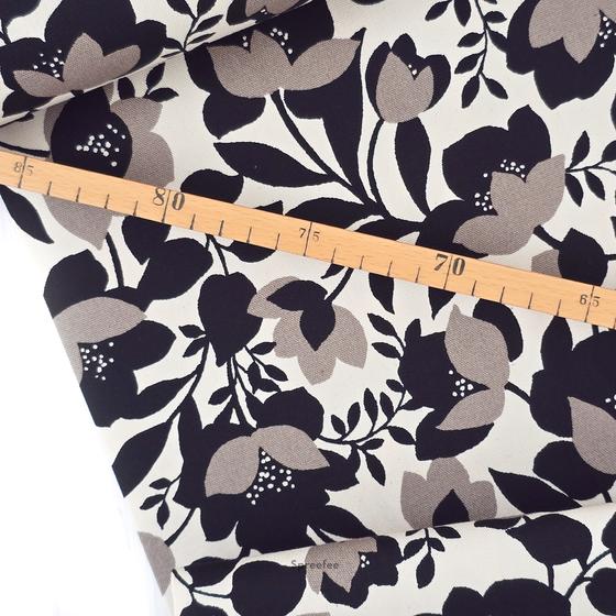 Sevenberry Canvas Floral Schwarz Natur | Taschenstoff | Spreefee