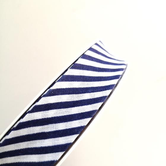 Schrägband Baumwolle 20mm gestreift - dunkelblau weiß maritim