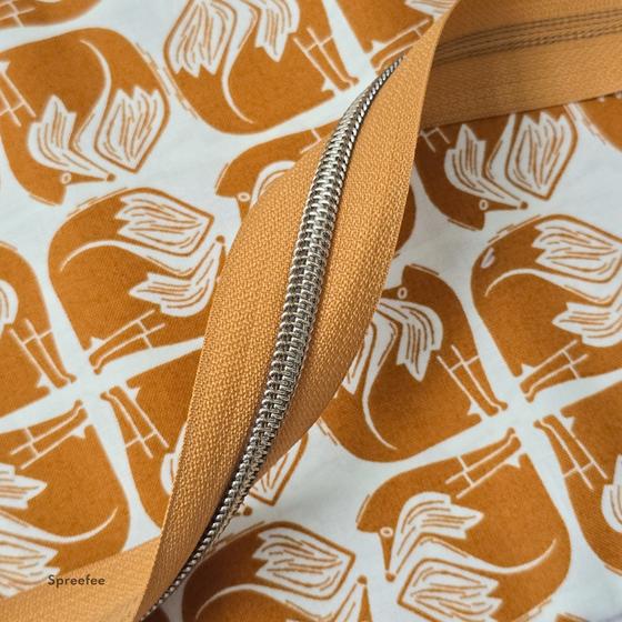 Endlos Reißverschluss umber altmessing metallisiert für Taschen nähen Made in Germany