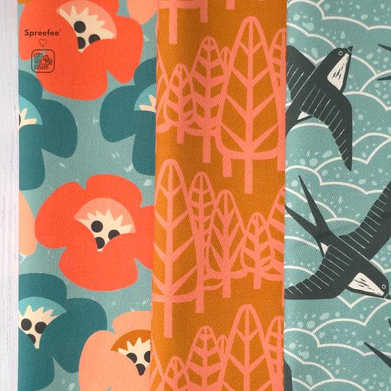Graphic Nature Swallows Canvas aqua