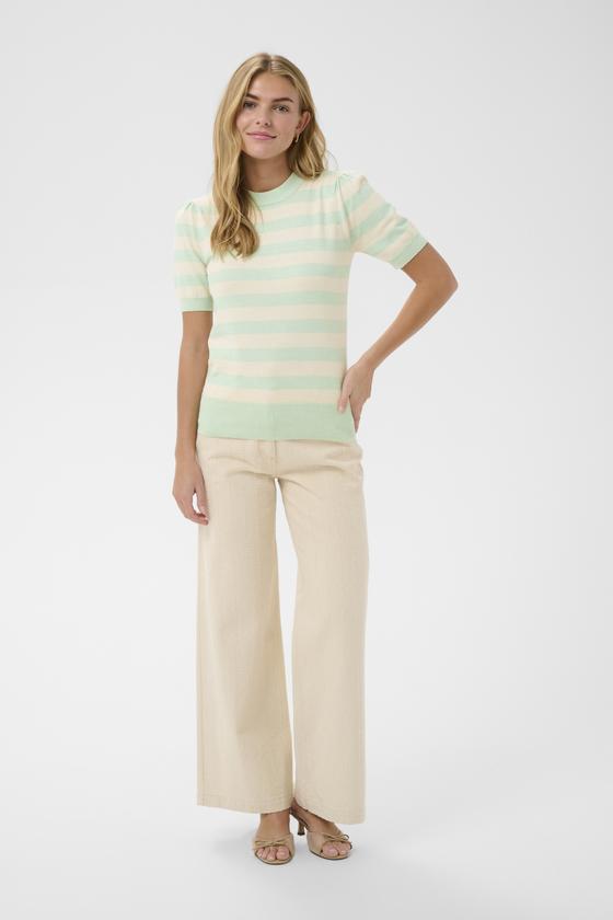 SAINT TROPEZ MilaSZ SS Striped Pullover 30513931 - beige-mint