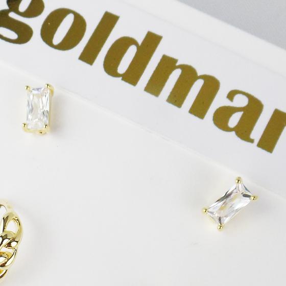 goldmarie Ohrringe 2er Set Creole CHAIN + Ohrstecker 07F95 Stahl vergoldet
