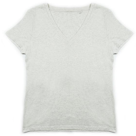 goldmarie LOVE PEACE MOIN T-shirt Bibi V-Neck - hellgrau-melange brass mit Glitzer 