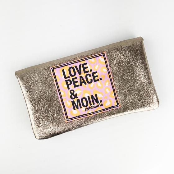 goldmarie Portemonnaie LOVE PEACE MOIN Leo Lilac Leder hell gold metallic - 15x9cm