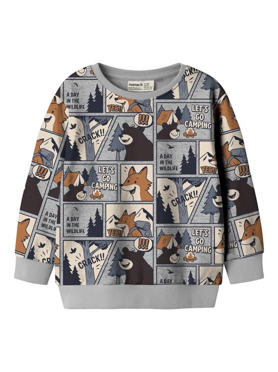 Name It Sweatshirt Wildlife Camping Grey Melange