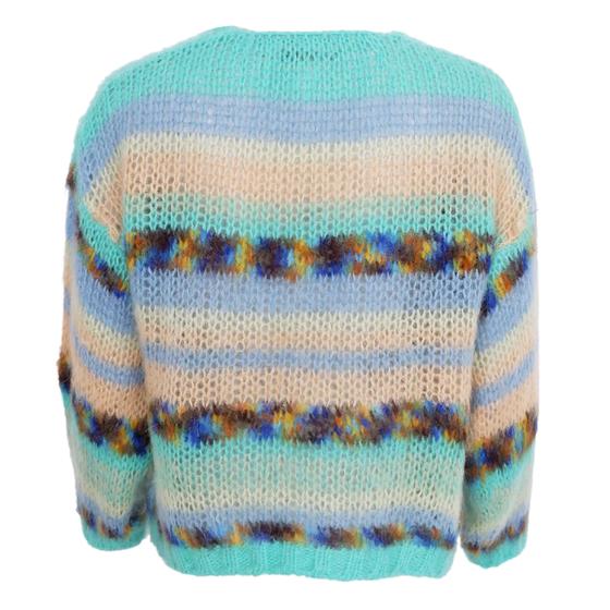 BLACK COLOUR Cardigan BCLAGOON 1201-AM - aqua-pastell gestreift