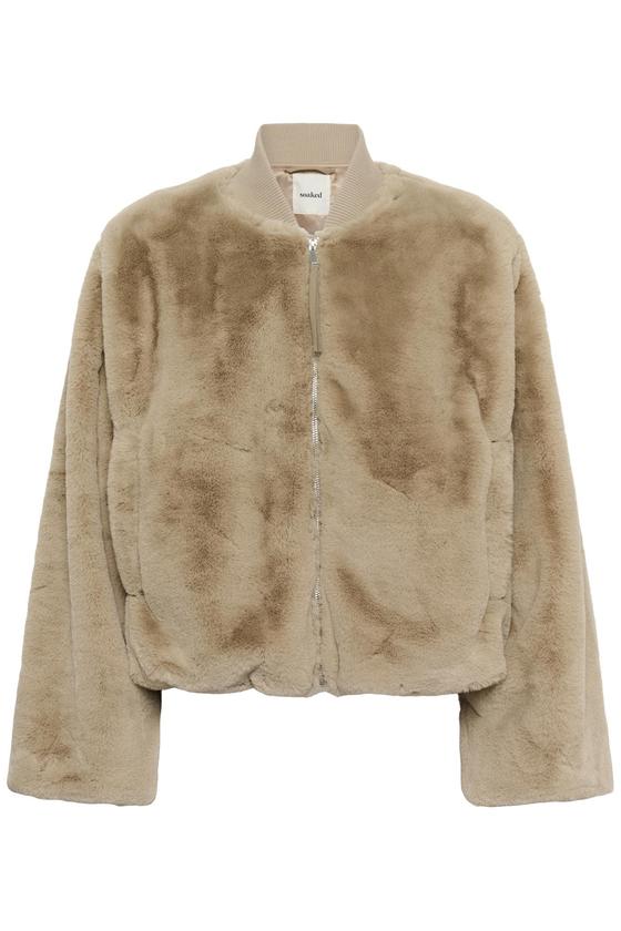 SOAKED Bomber Jacke Teddyfell SLEstacia 30409253 - grau-beige