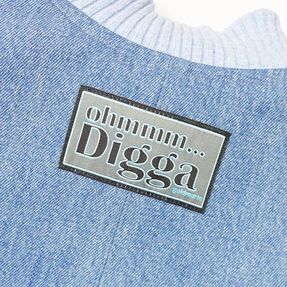 goldmarie Seidentuch-Weste LOVE IS MY SUPERPOWER - Vintage-Stoff Recycelt - blau - reversible OHMMM DIGGA -- mit Kosmetiktasche 