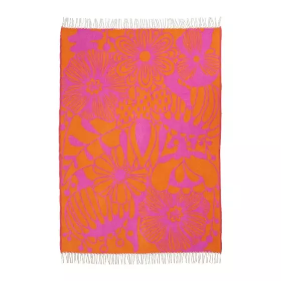 Klippan Wolldecke Blomranka cerise/orange