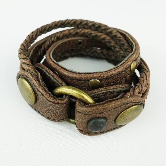 goldmarie Wickelarmband STRINGS Leder vintage dunkelbraun kupfer