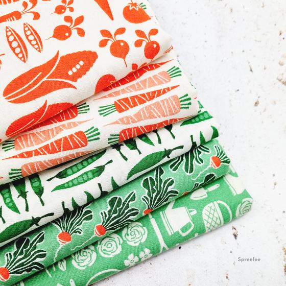 fat Quarter Bundle In the Vegetable Garden green