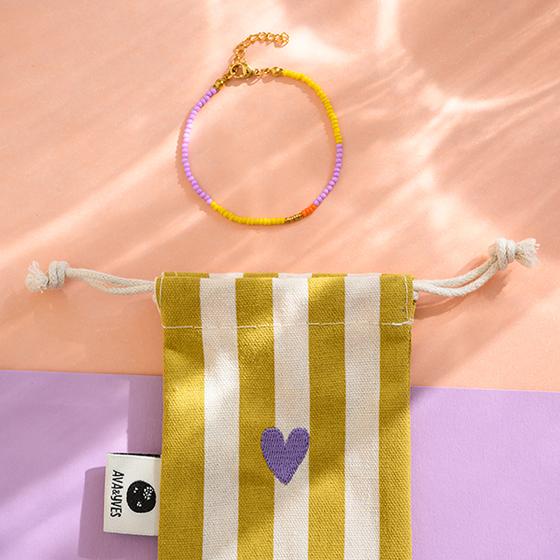 ava&yves Perlenarmband Lila Gelb
