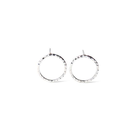 Ohrstecker Thin Circle Hammered Silber