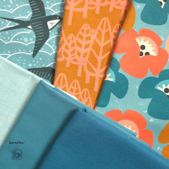 Graphic Nature Swallows Canvas aqua