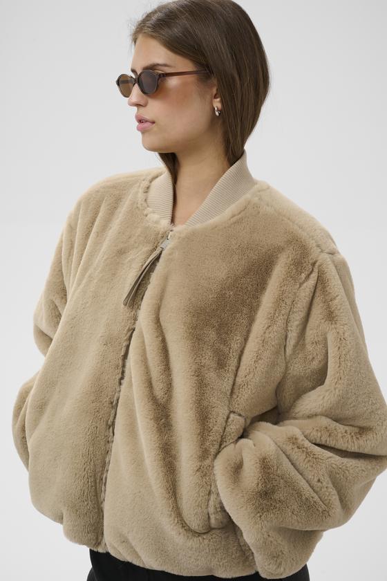 SOAKED Bomber Jacke Teddyfell SLEstacia 30409253 - grau-beige