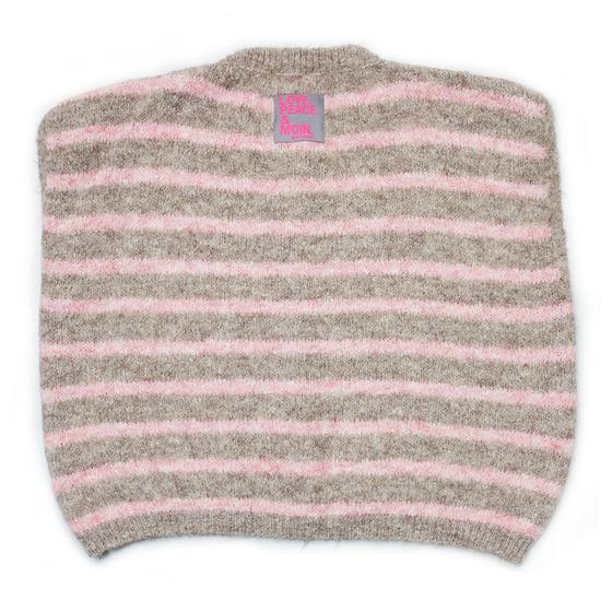 goldmarie Strick Weste LOVE PEACE MOIN pink Label - Streifenmuster - rosa-beige