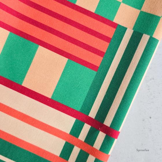 Halbpanama Graphic Block Line grün rot apricot kombi