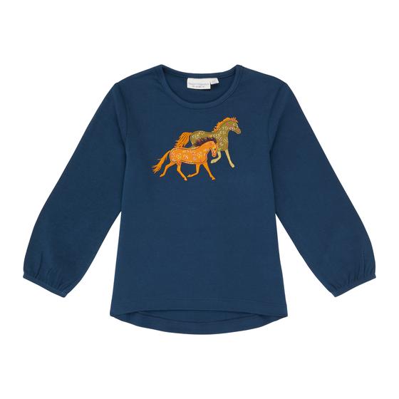 Langarmshirt "Horses", Biobaumwolle, GOTS, navy