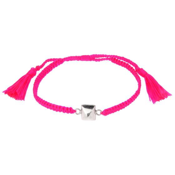 goldmarie Armband PYRAMID SMALL - 925er Silber - Nylon geflochten - neon-pink