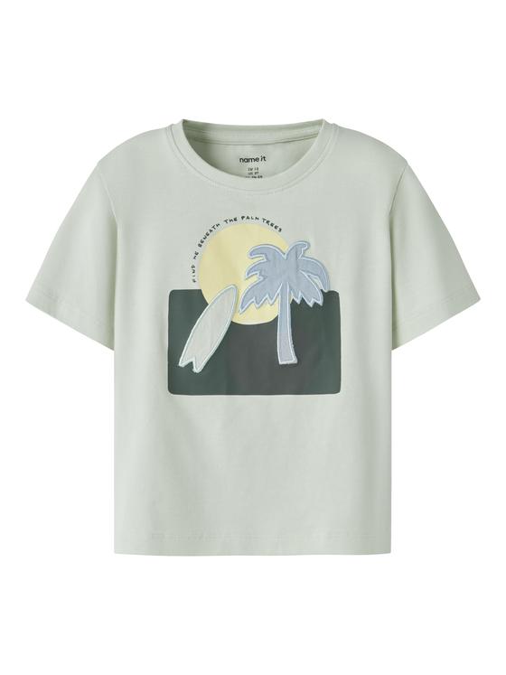 Name It T-Shirt Palm Tree Pale Aqua