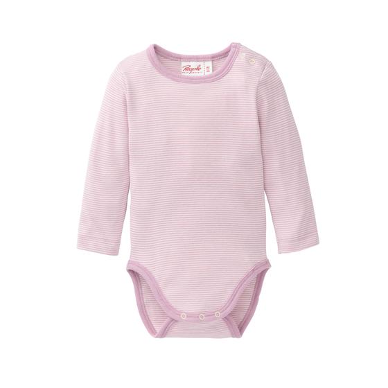 People wear Organic Wolle Seide Body Langarm Flieder geringelt