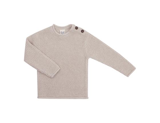 Puri Organic Pullover Rollsaum Struktur Oyster Grey