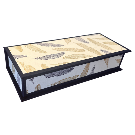 Stifteschachtel mit Magnetverschluss - Federn, Italienisches Buntpapier