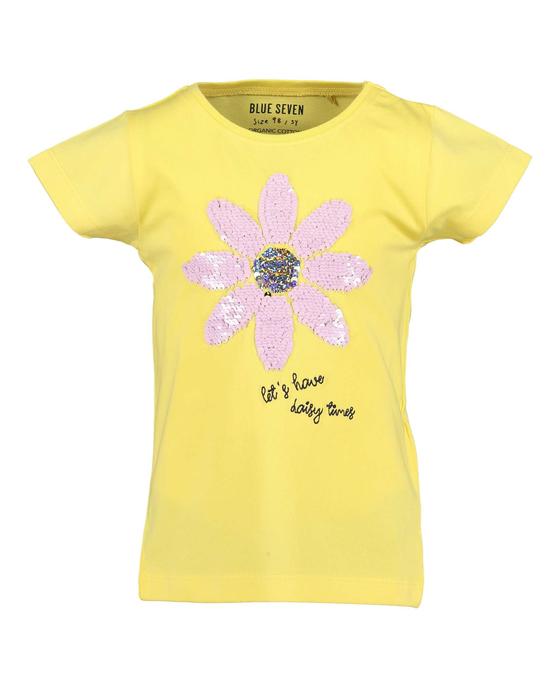 T-Shirt mit Wendepailletten, Biobaumwolle, gelb