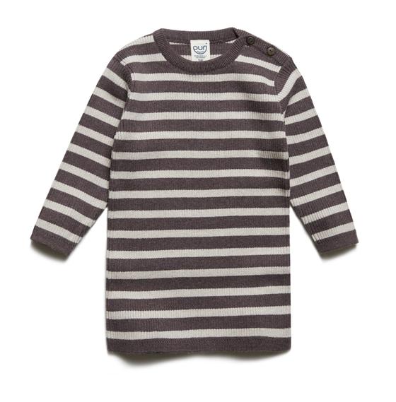 Puri Organic Kleid Ringel Schokolade Oyster Grey