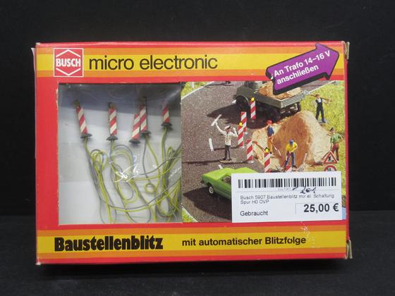 Busch 5907 201 Baustellenblitz mir el. Schaltung Spur H0 OVP