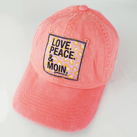 goldmarie Cap LOVE PEACE MOIN Leo Label - Baumwolle - koralle washed Look