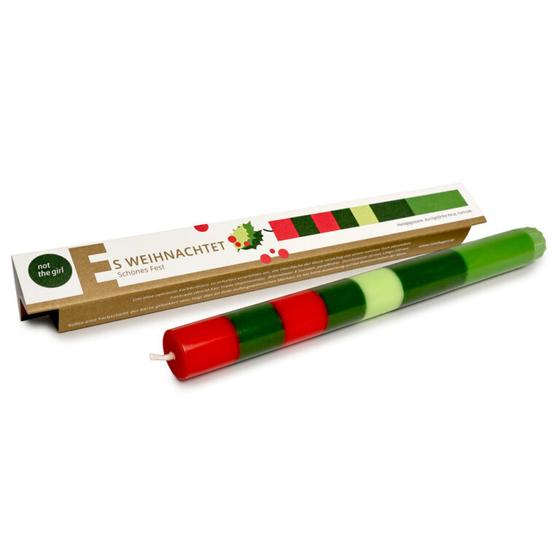 Kleine bunte Kerze Es Weihnachtet