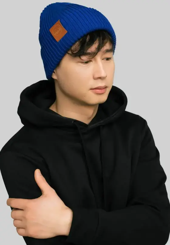 Hat warm thick, Cornflower Blue 100% Biobaumwolle