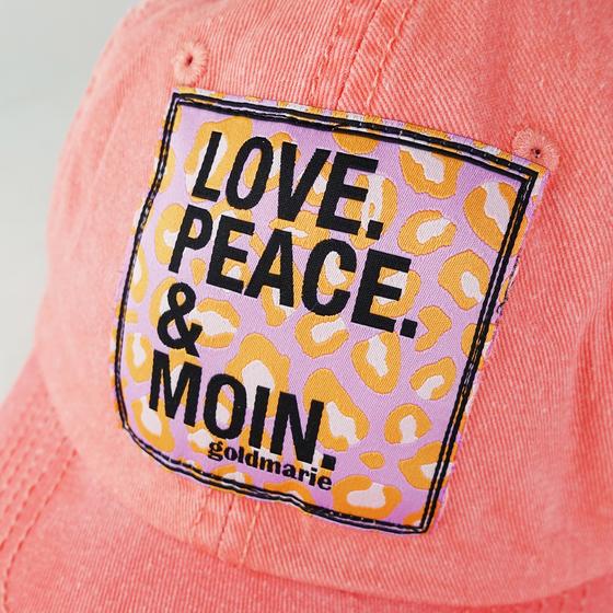 goldmarie Cap LOVE PEACE MOIN Leo Label - Baumwolle - koralle washed Look