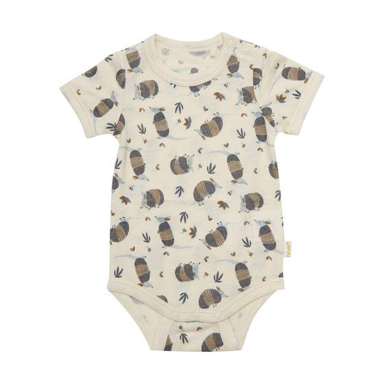 Kurzarm-Body "Gürteltier" aus Bambus-Viskose und Merinowolle