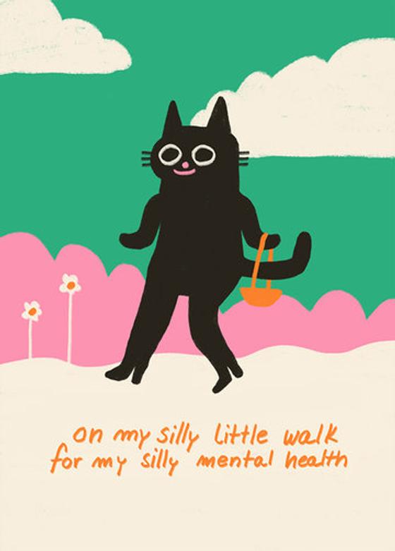 Postkarte silly walk to mental health von Slinga Illustration
