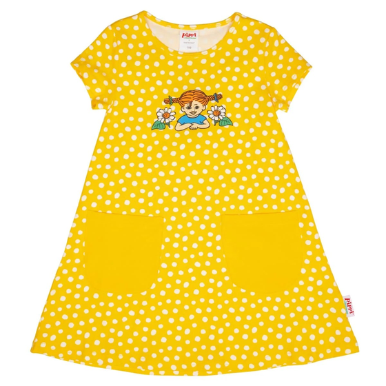 Kleid "Pippi Langstrumpf", Biobaumwolle, gelb-gesprenkelt