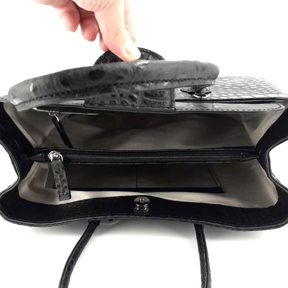 Maxima Tasche mittel, schwarz / Krokodil-Optik